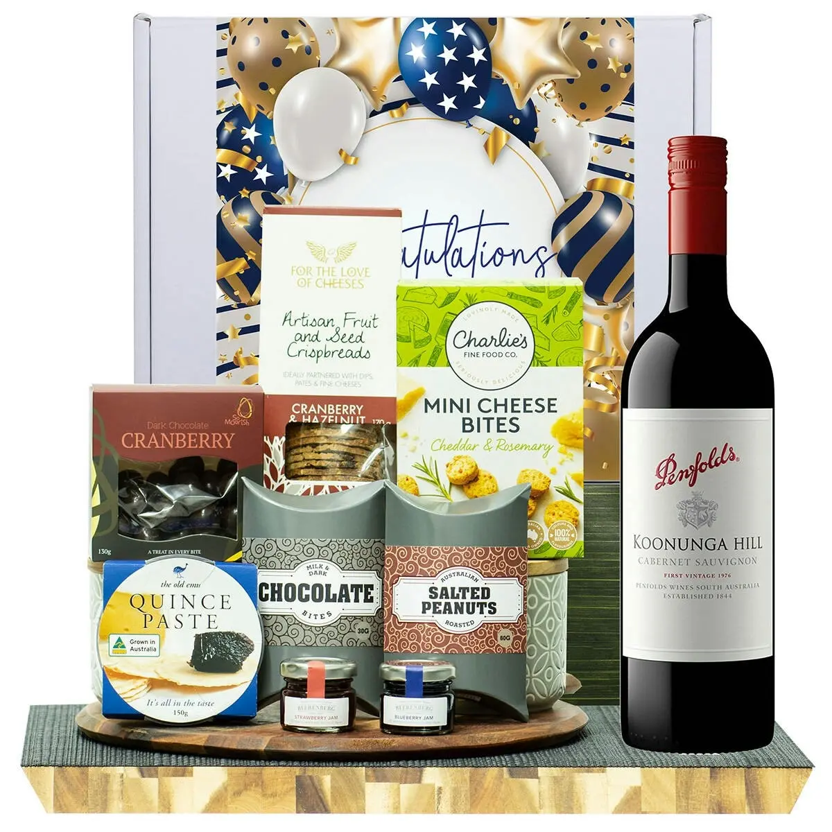 23302F Congratulations Gourmet Hamper with Penfolds Koonunga Hill Cabernet Sauvignon