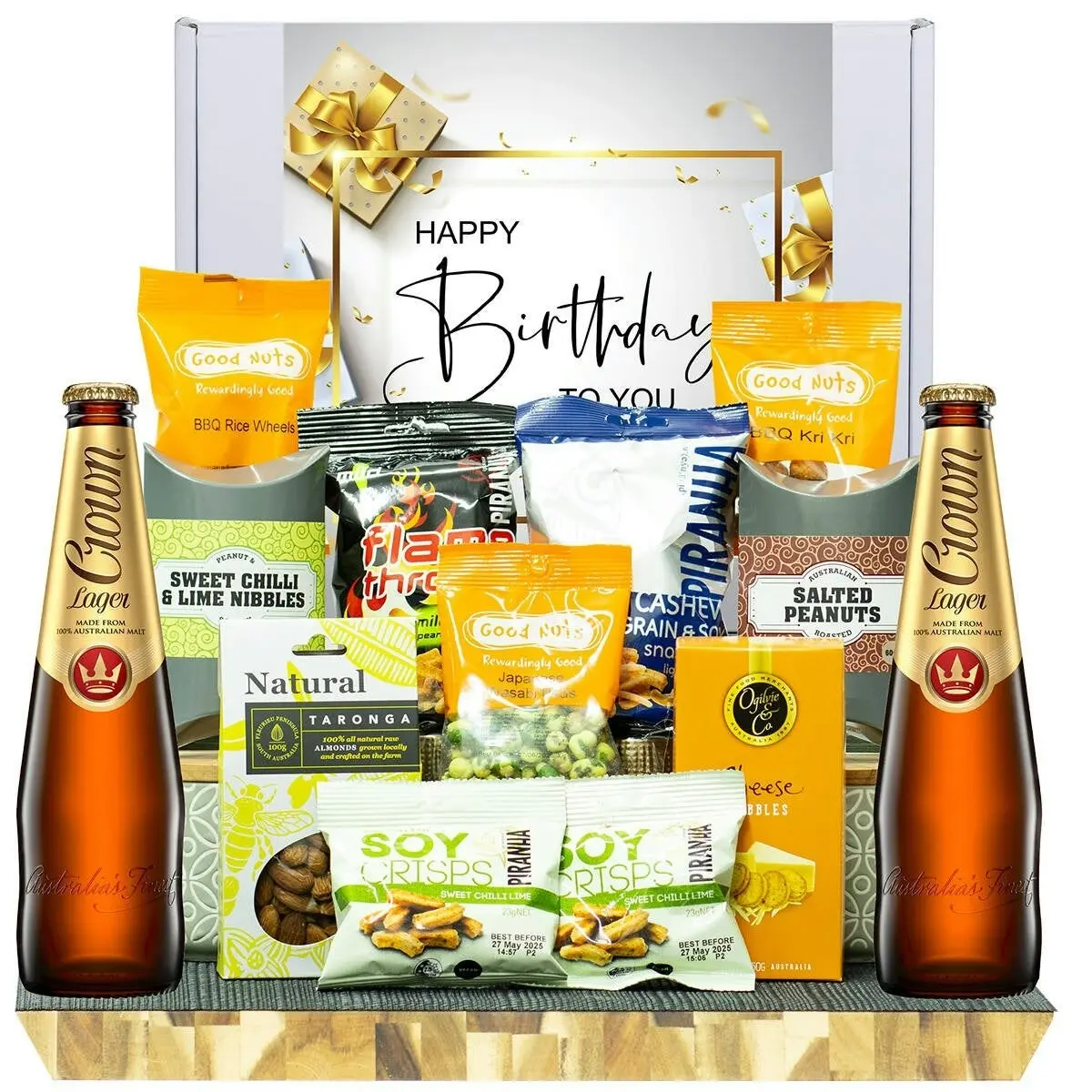 24986C Happy Birthday Gourmet Hamper with Crown Lager