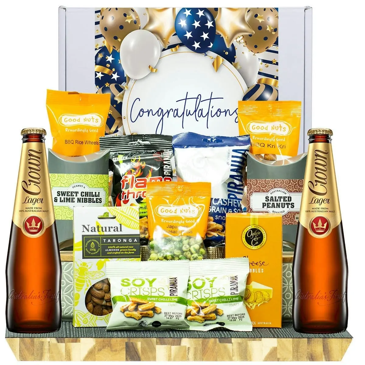 24986F Congratulations Gourmet Hamper with Crown Lager