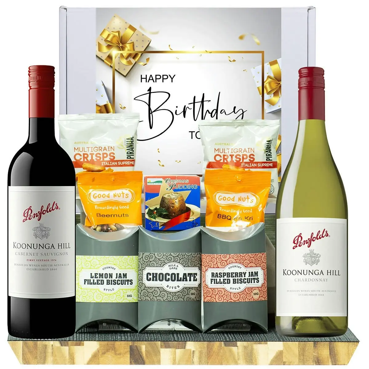 25204C Happy Birthday Gourmet Hamper with Penfolds Koonunga Hill