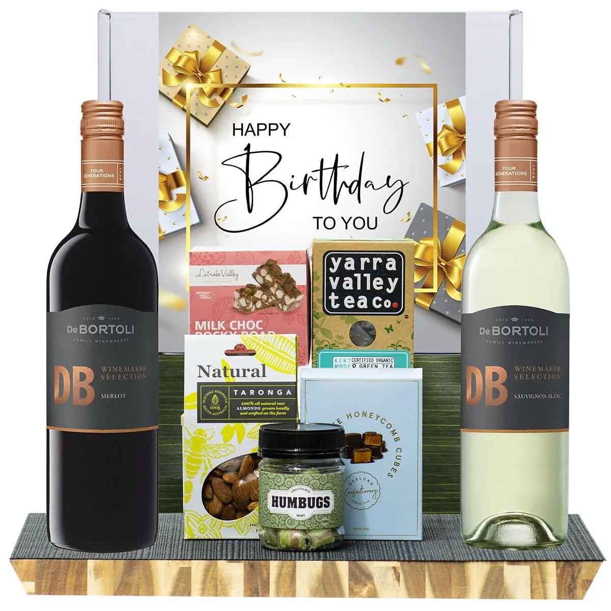 29126C Happy Birthday Gourmet Hamper with De Bortoli DB Merlot