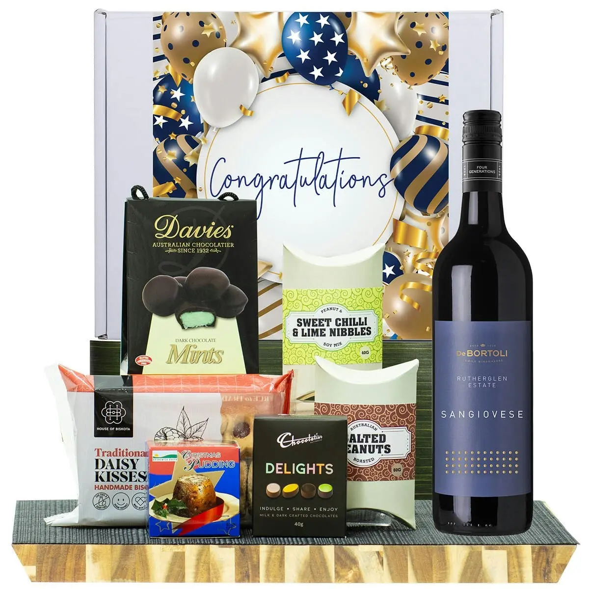 26530F Congratulations Hamper with De Bortoli Rutherglen Sangiovese