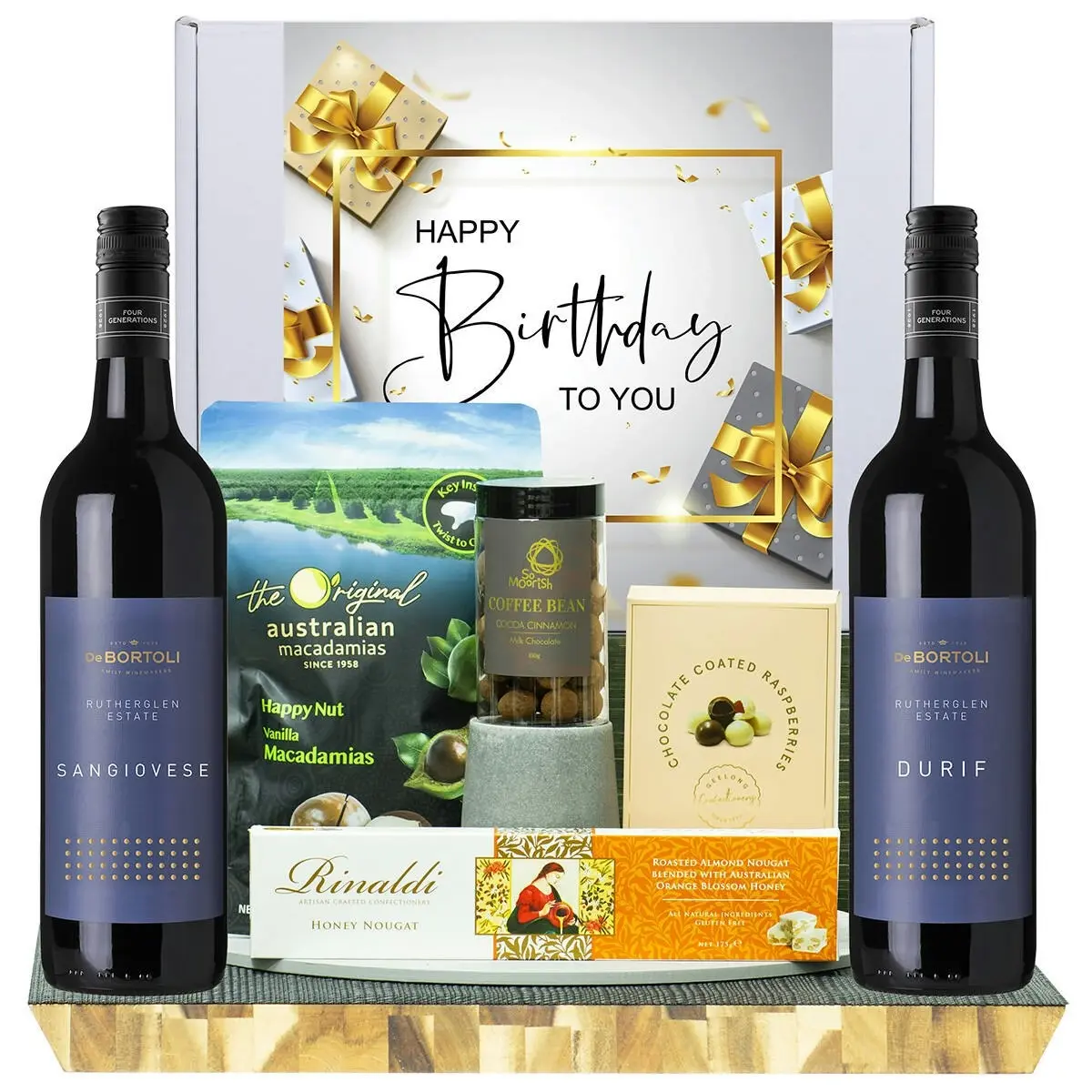 22432C Happy Birthday Gourmet Hamper with De Bortoli Rutherglen Durif