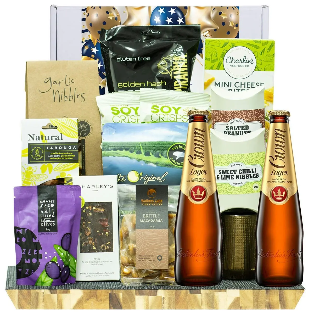 25086F Congratulations Gourmet Hamper with Crown Lager