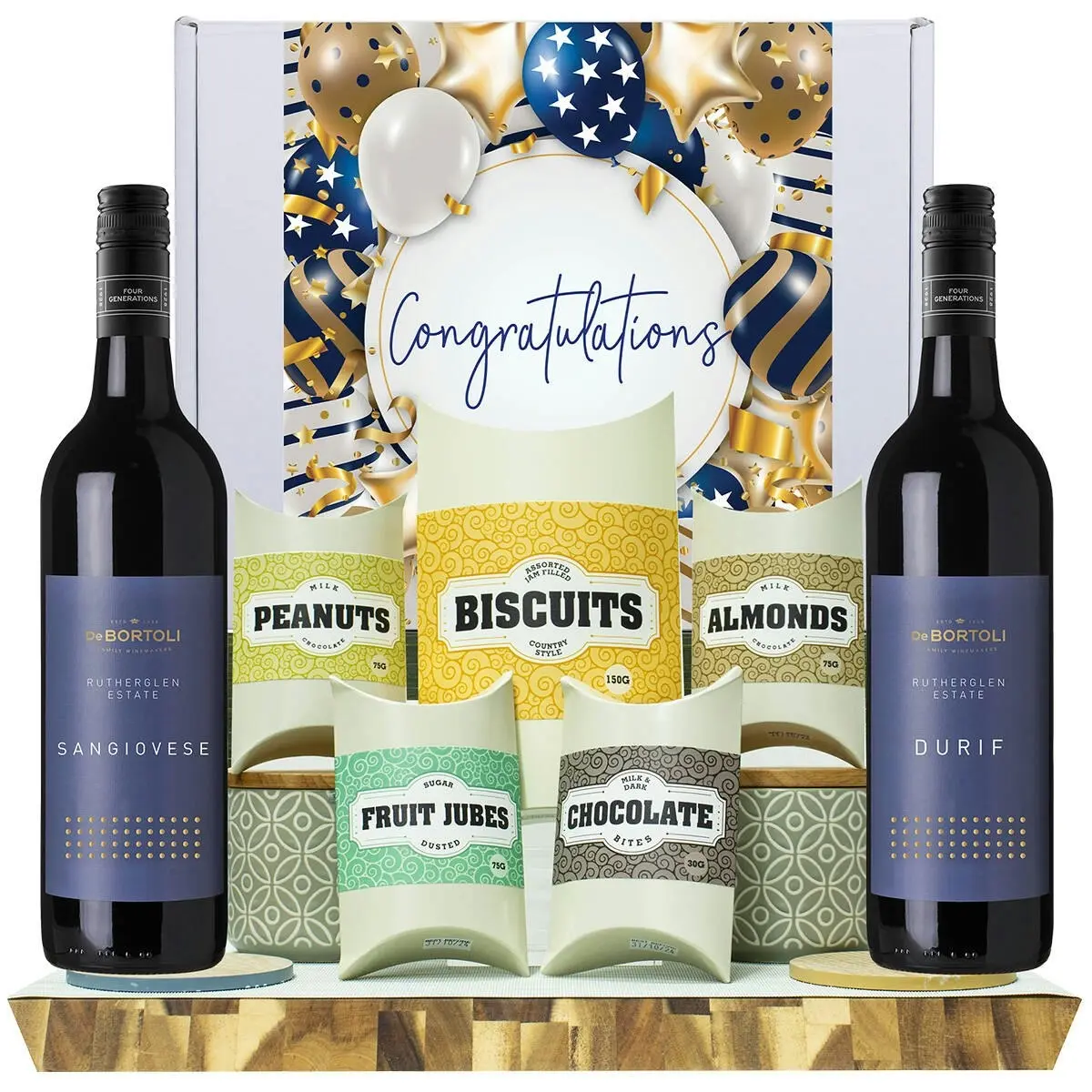 20332F Congratulations Gourmet Hamper with De Bortoli Rutherglen