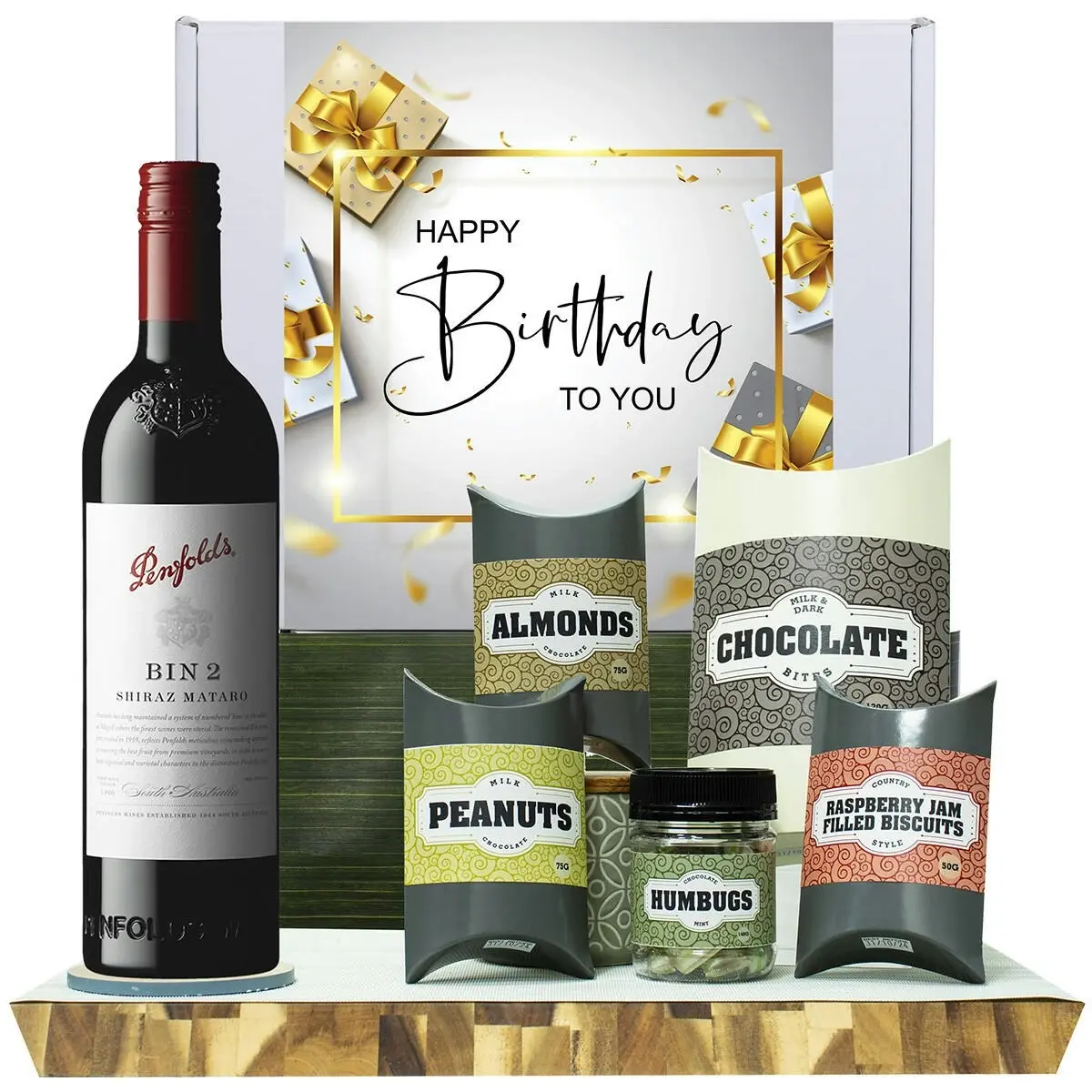 20406C Happy Birthday Gourmet Hamper with Penfolds Bin 2