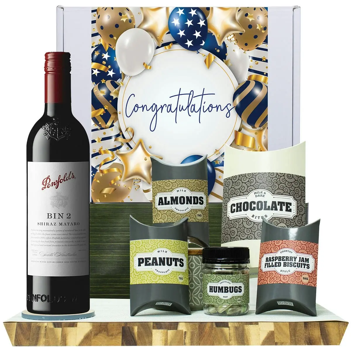 20406F Congratulations Gourmet Hamper with Penfolds Bin 2