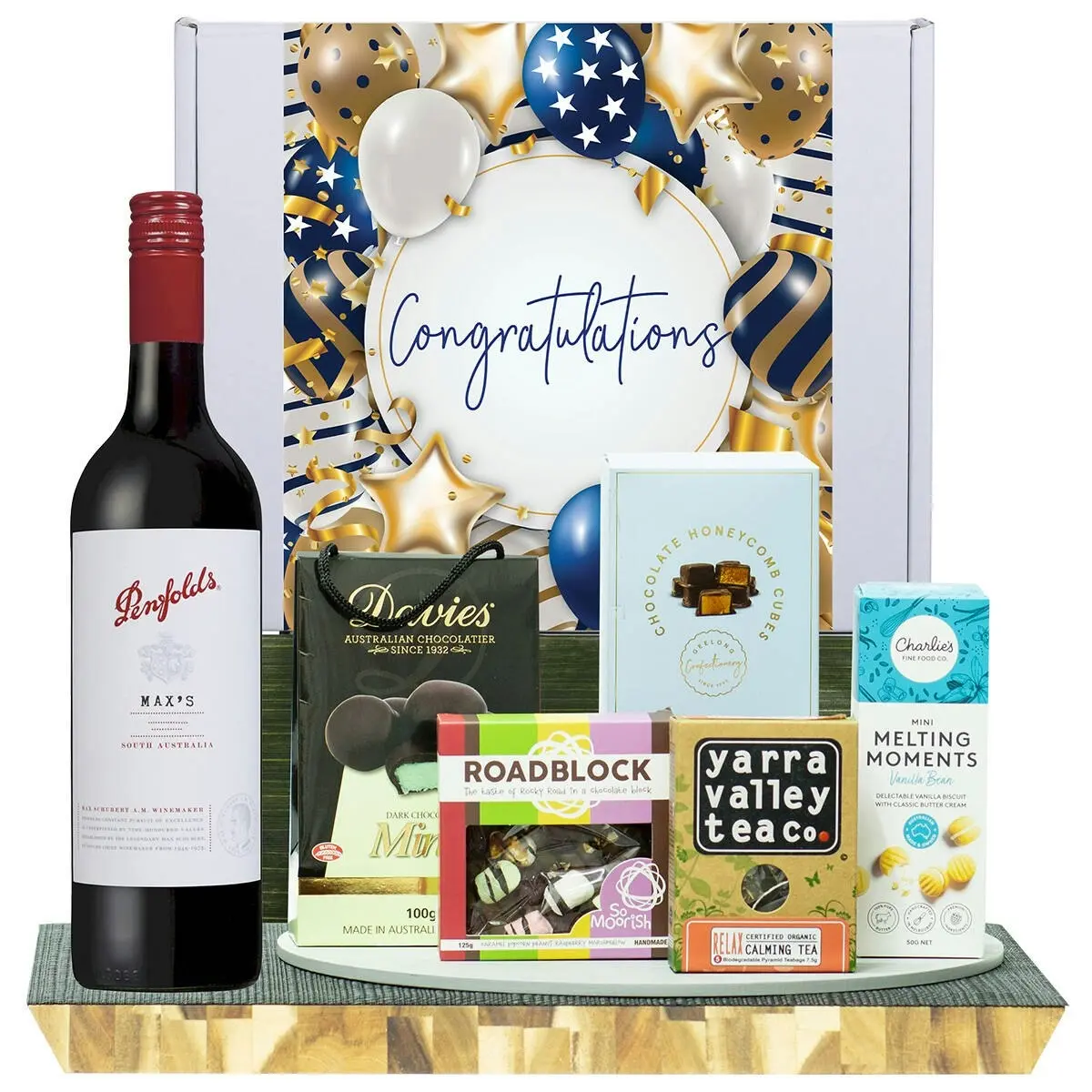 22105F Congratulations Gourmet Hamper with Penfolds Max’s Cabernet Sauvignon