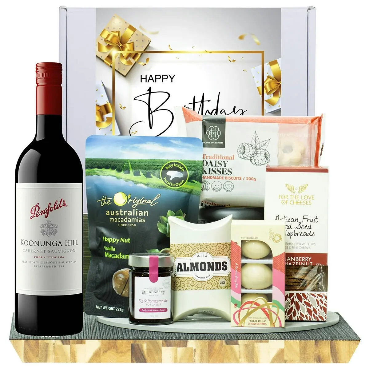 22702C Happy Birthday Gourmet Hamper with Penfolds Koonunga Hill Cabernet Sauvignon