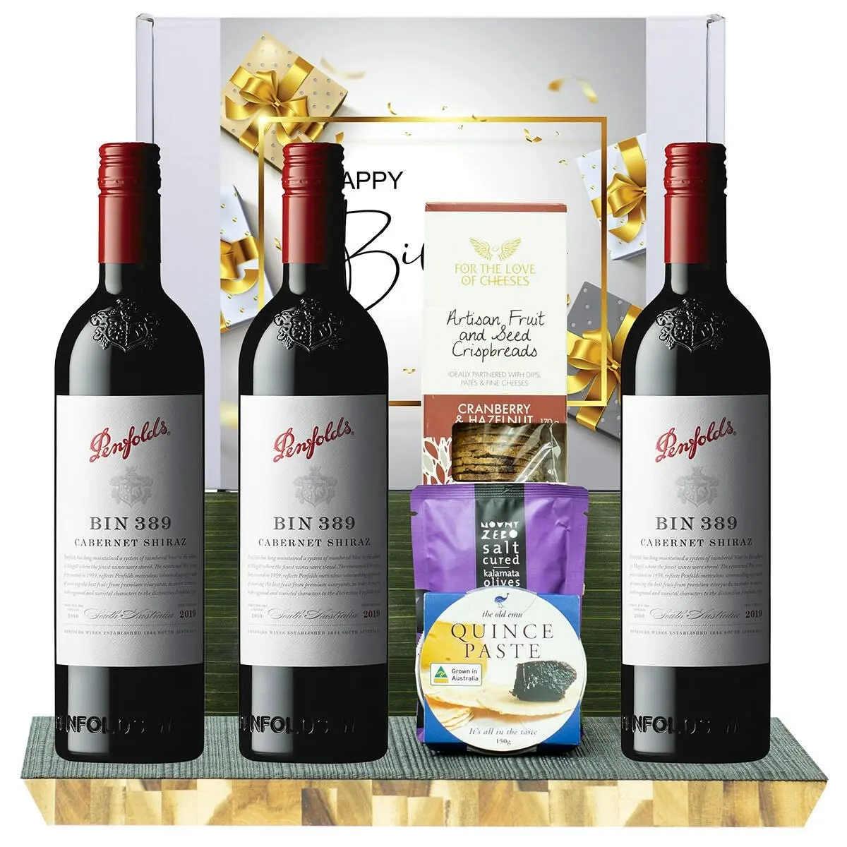 23709C Happy Birthday Gourmet Hamper with Penfolds Bin 389 Cabernet Shiraz