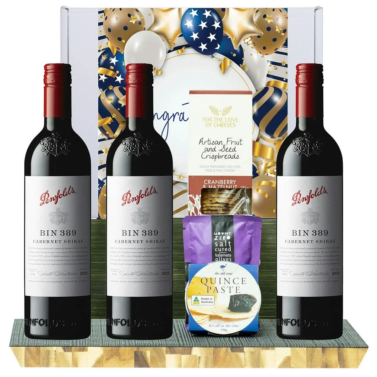 23709F Congratulations Gourmet Hamper with Penfolds Bin 389 Cabernet Shiraz