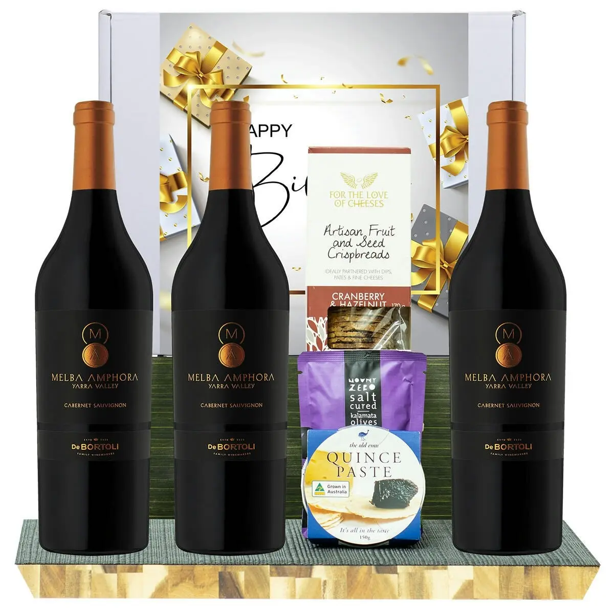 23733C Happy Birthday Gourmet Hamper with De Bortoli Melba Amphora Cabernet Sauvignon