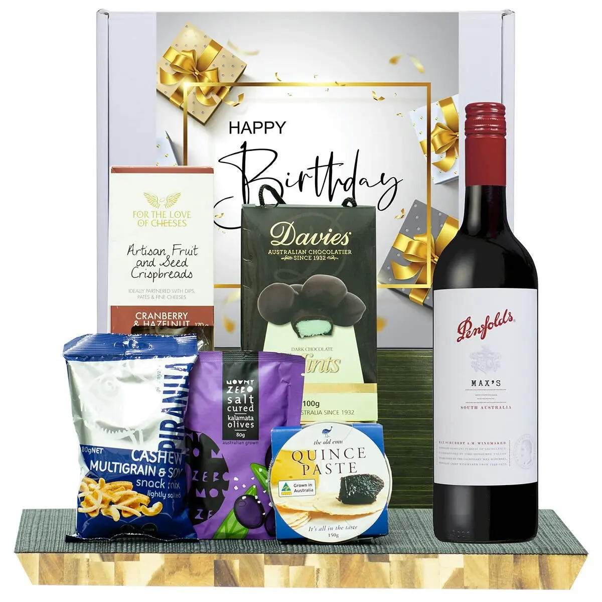 23905C Happy Birthday Gourmet Hamper with Penfolds Max’s Cabernet Sauvignon