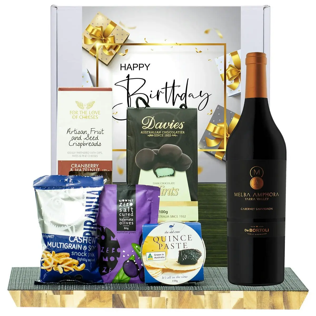 23933C Happy Birthday Gourmet Hamper with De Bortoli Melba Amphora Cabernet Sauvignon