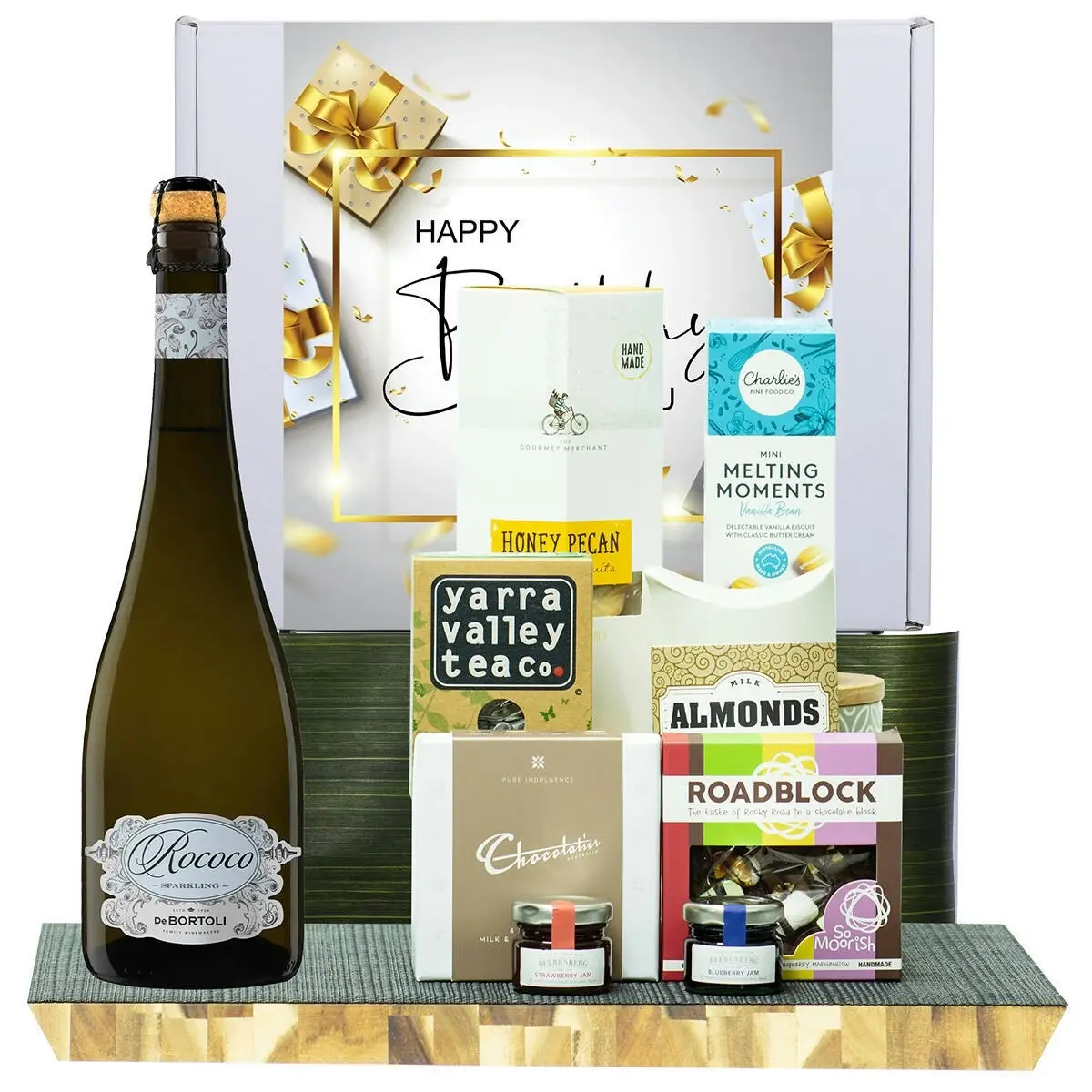 24136C Happy Birthday Gourmet Hamper with De Bortoli Rococo Premium Cuvee