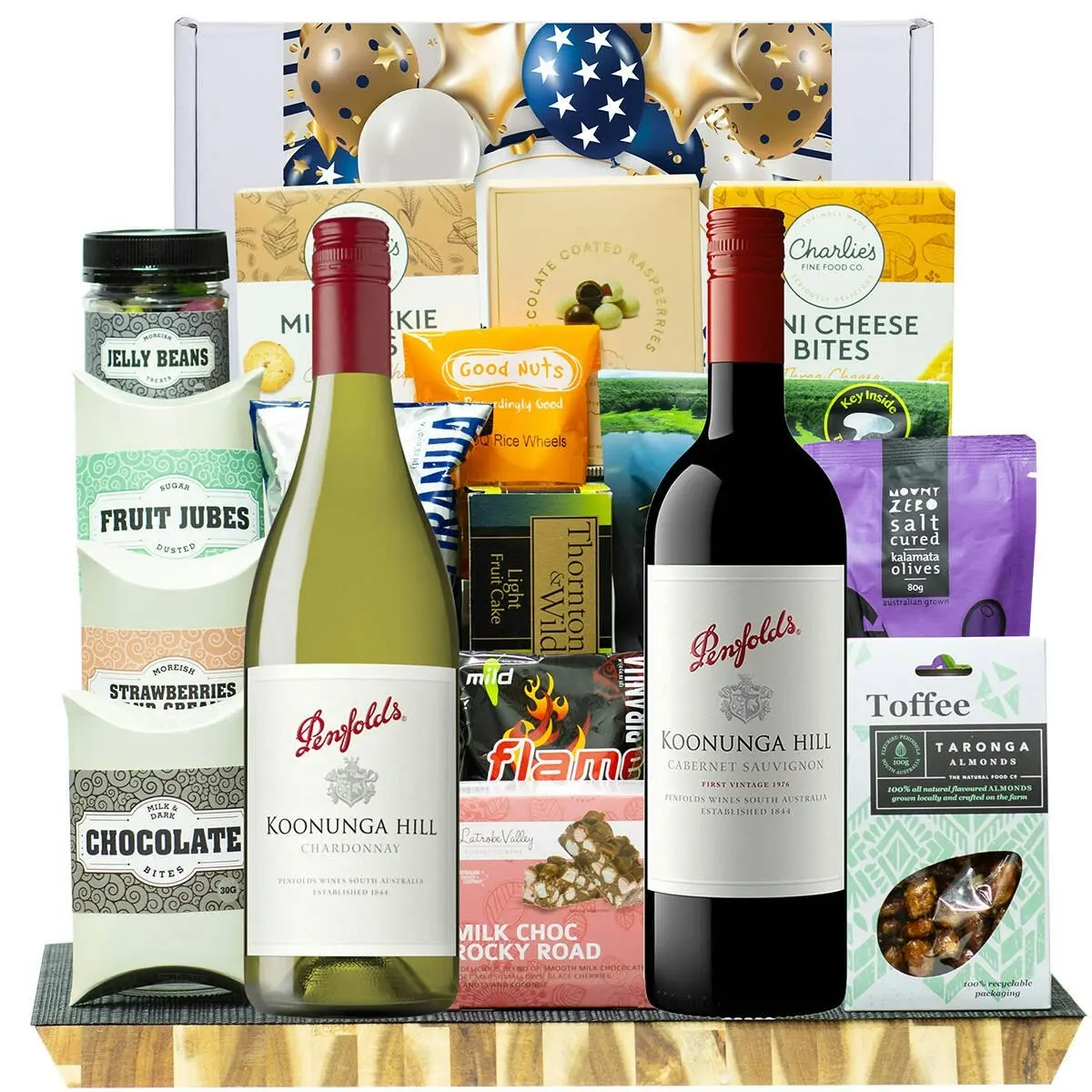 27904F Congratulations Gourmet Hamper with Penfolds Koonunga Hill