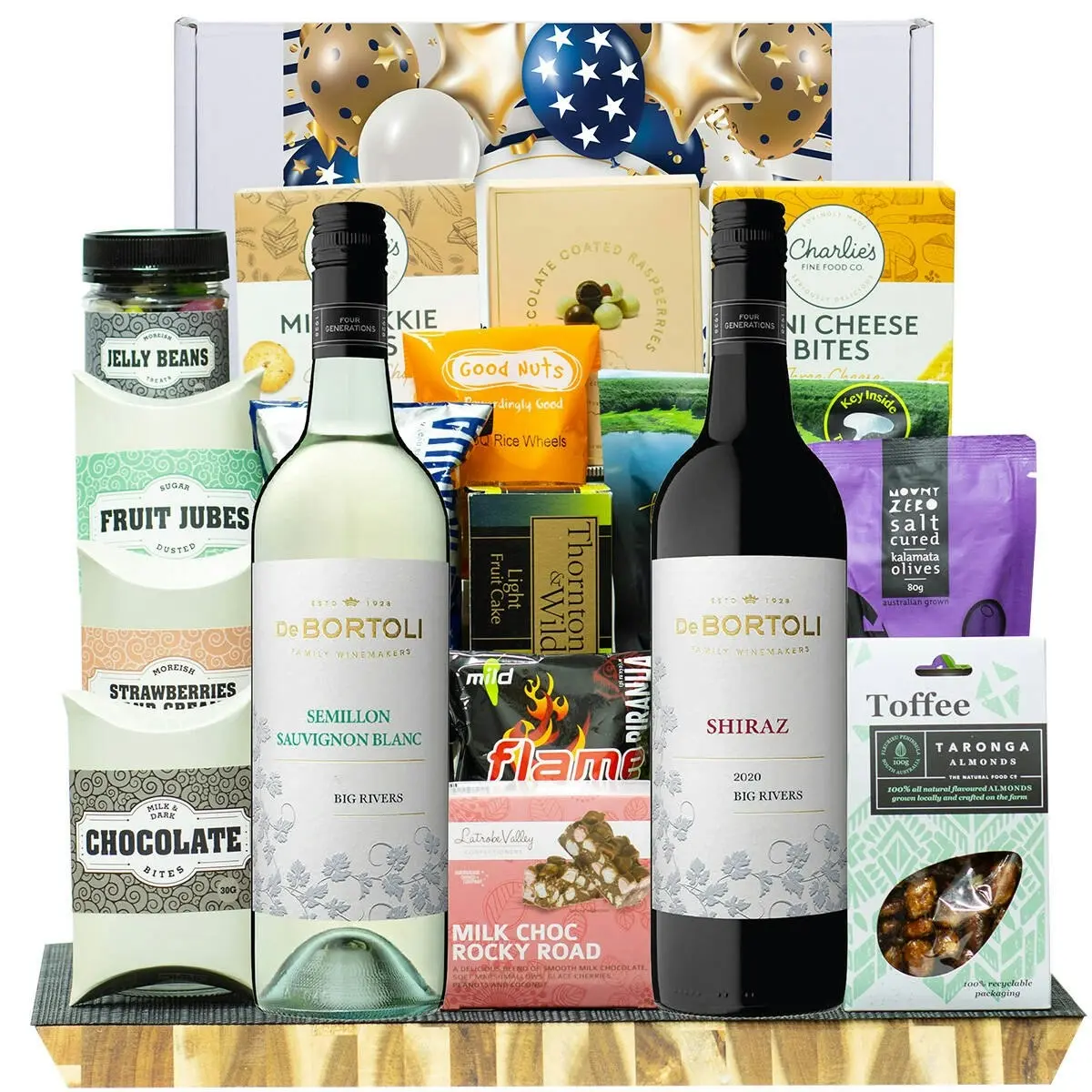 27923F Congratulations Gourmet Hamper with De Bortoli Big Rivers