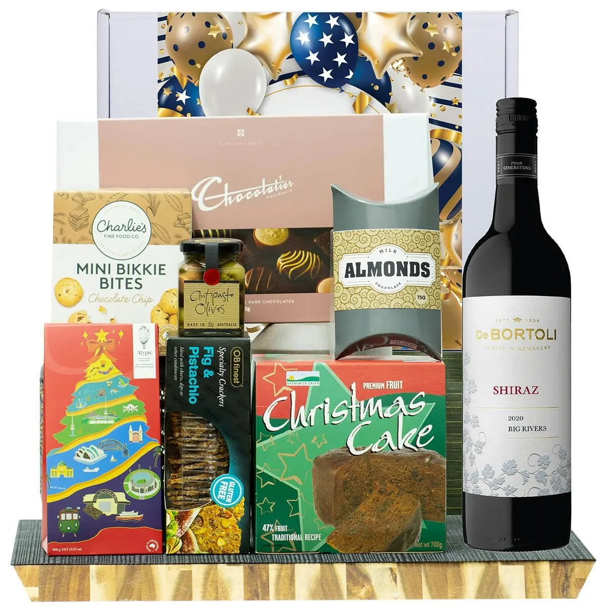 28021F Congratulations Gourmet Hamper with De Bortoli Big Rivers Shiraz