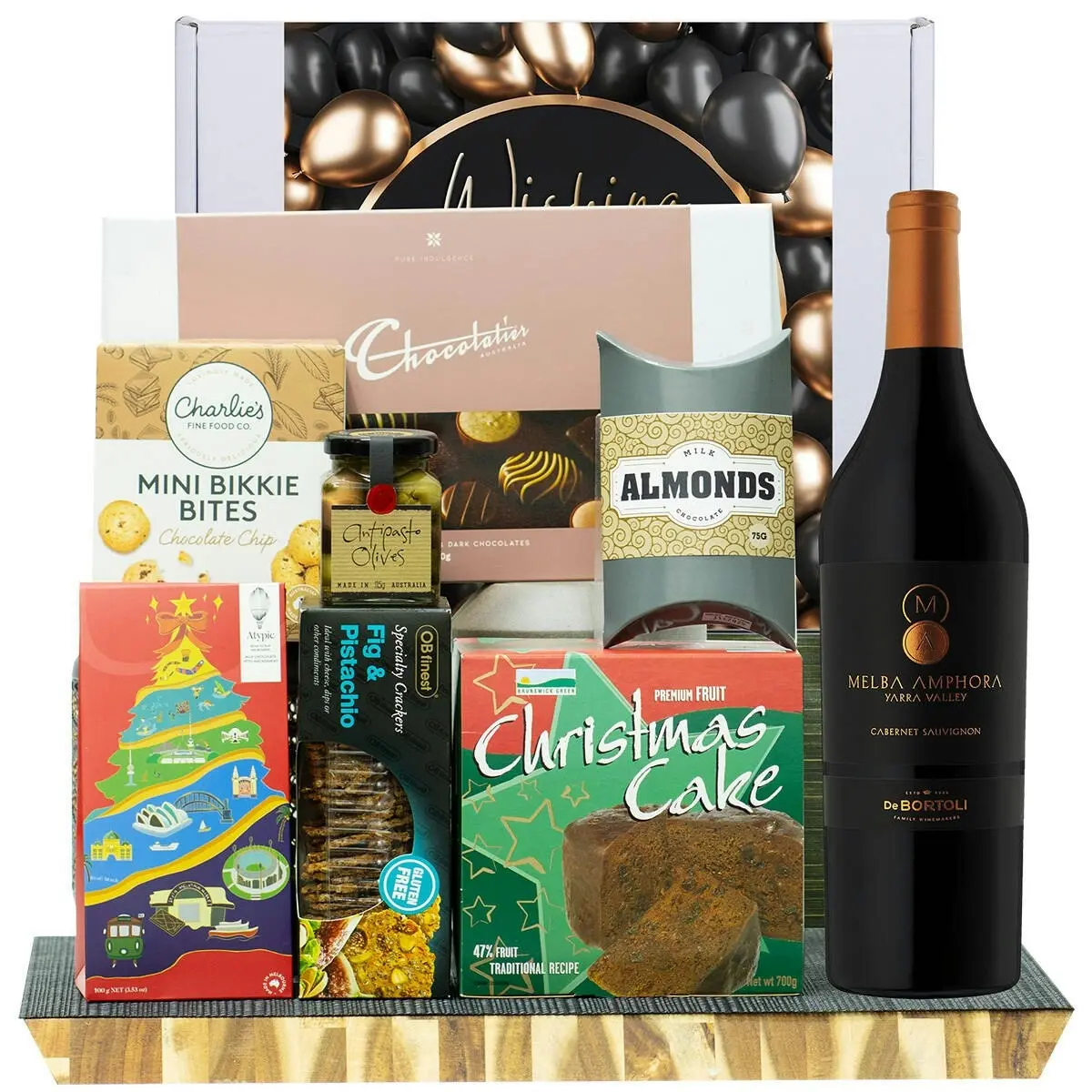 28033D All The Best Gourmet Hamper with De Bortoli Melba Amphora Cabernet Sauvignon