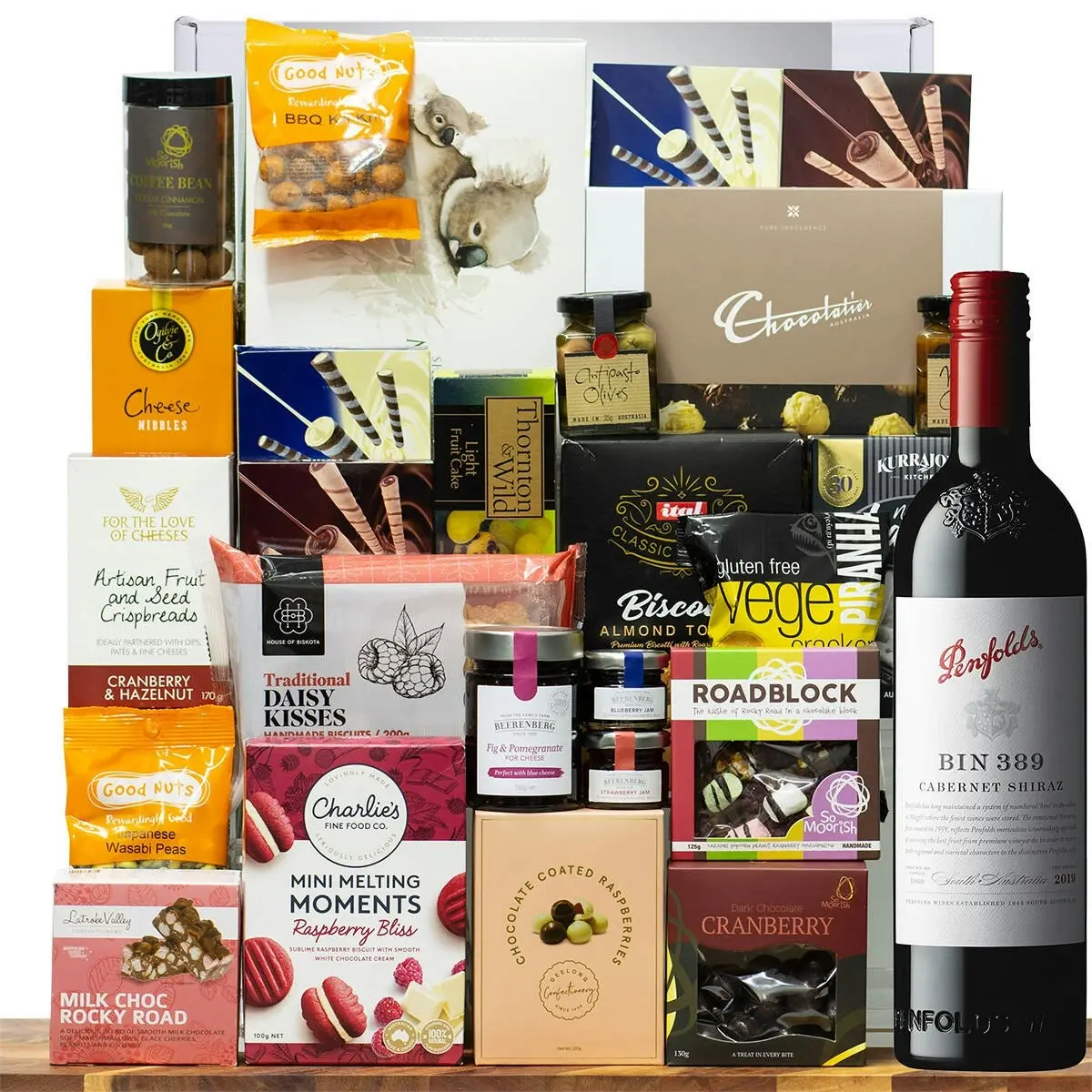 28909C Happy Birthday Gourmet Hamper with Penfolds Bin 389 Cabernet Shiraz