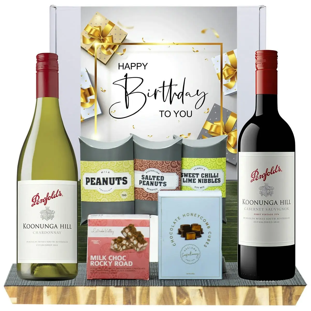 29004C Happy Birthday Gourmet Hamper with Penfolds Koonunga Hill