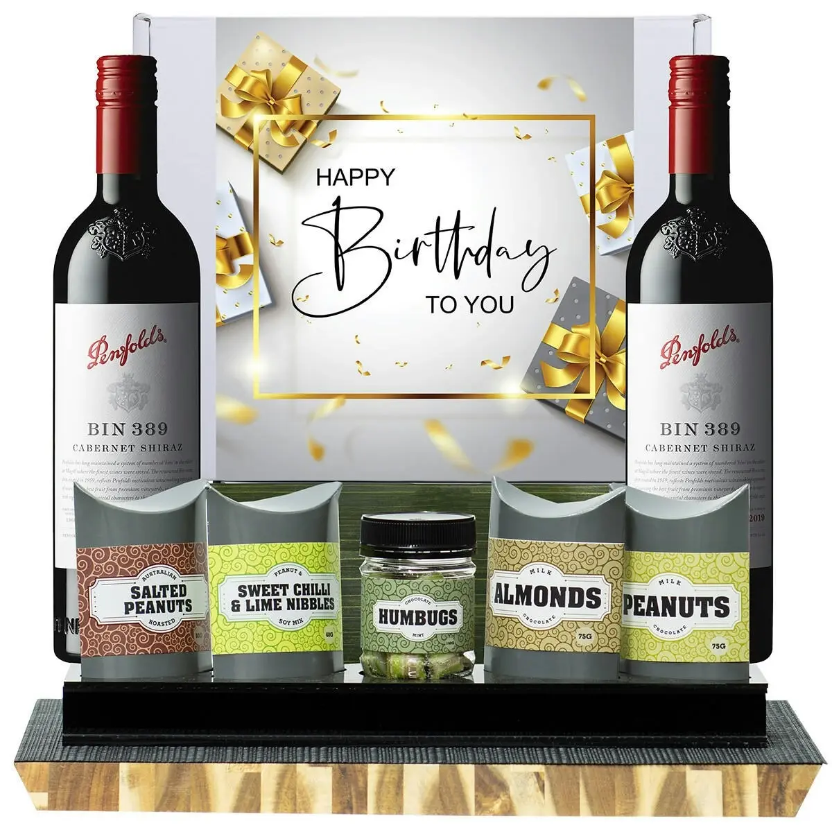 29209C Happy Birthday Gourmet Hamper with Penfolds Bin 389 Cabernet Shiraz