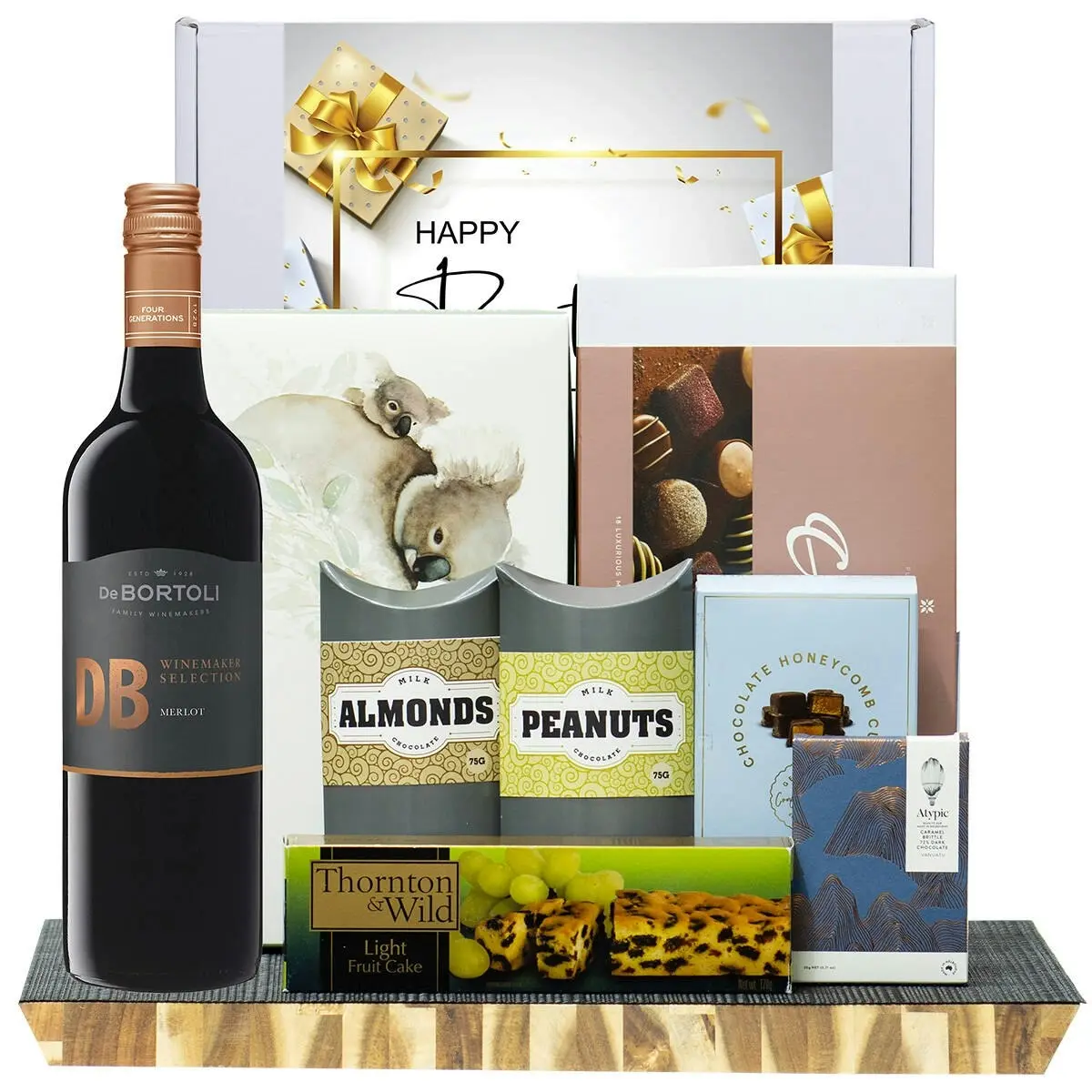 29324C Happy Birthday Gourmet Hamper with De Bortoli DB Merlot