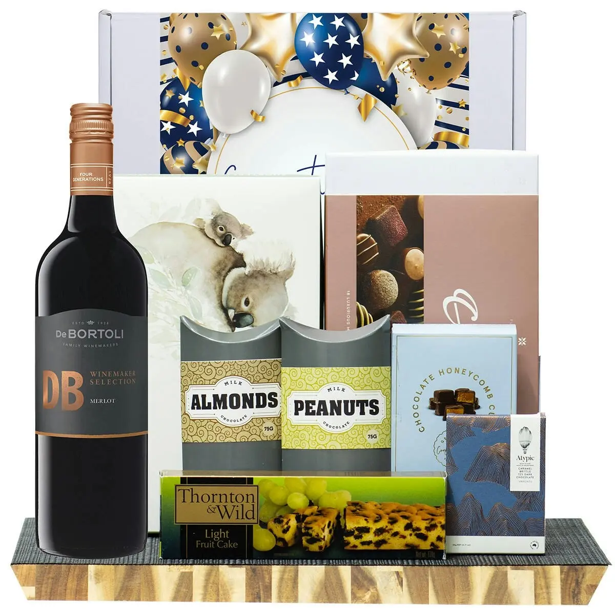 29324F Congratulations Gourmet Hamper with De Bortoli DB Merlot