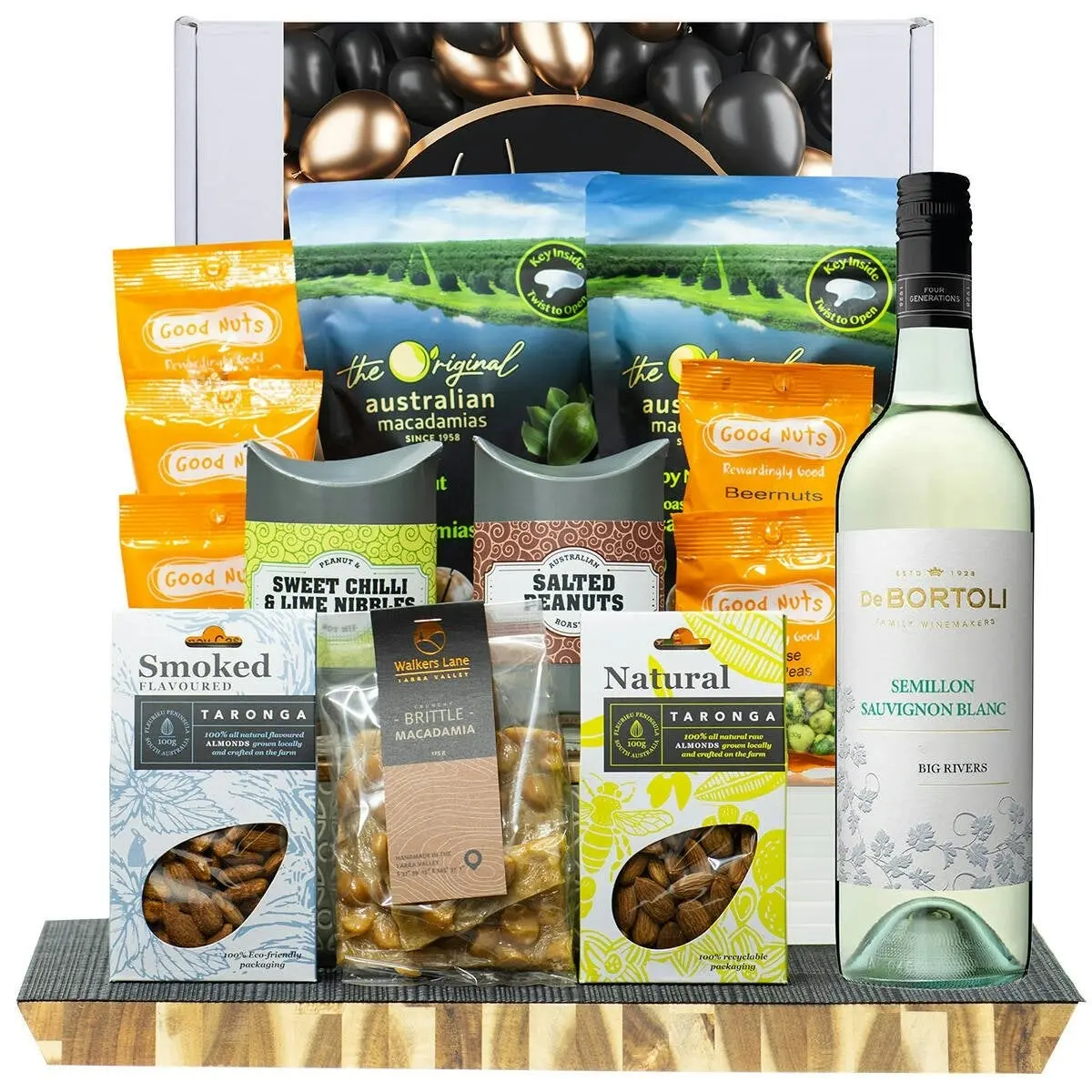 29422D All The Best Gourmet Hamper with De Bortoli Big Rivers Semillon Sauvignon Blanc