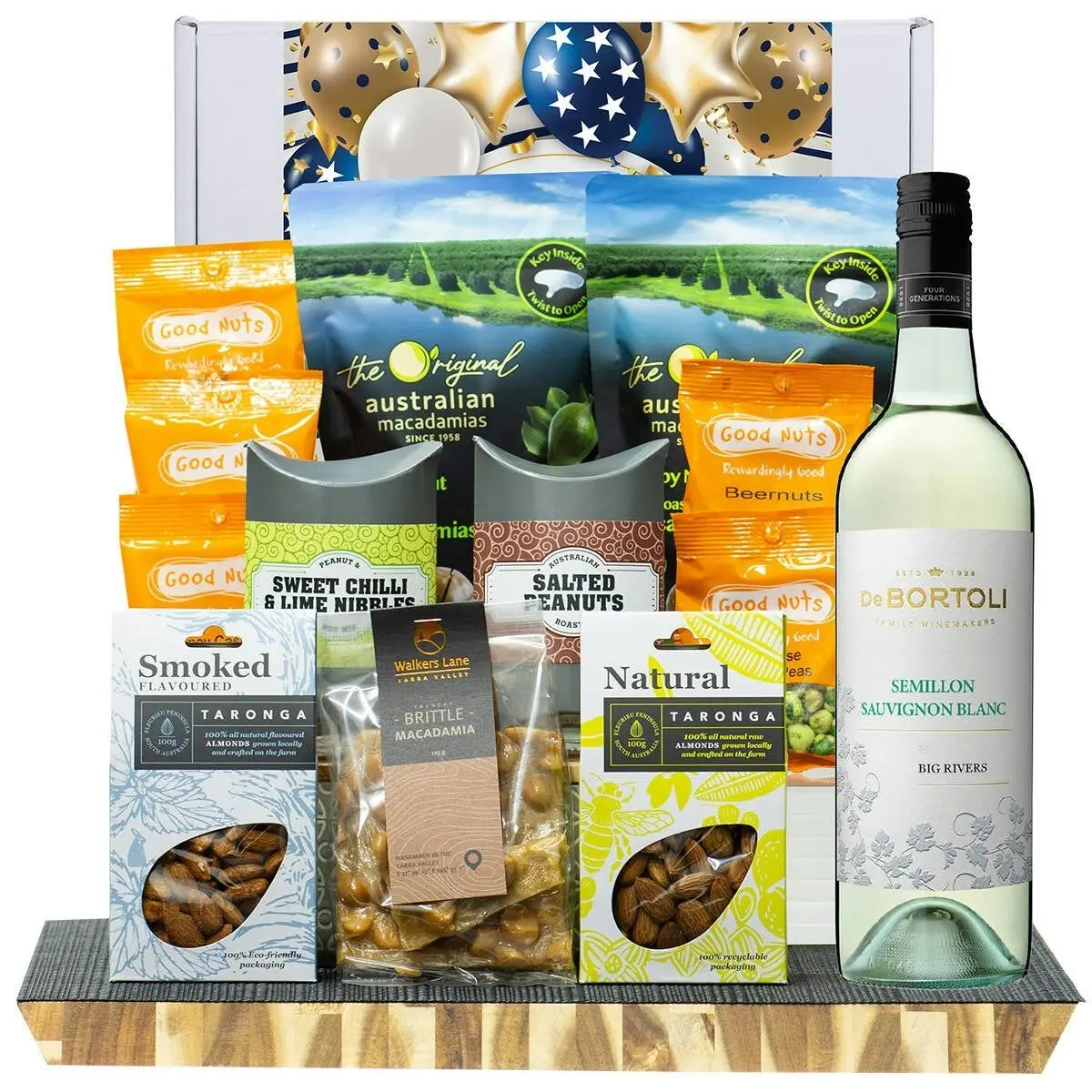 29422F Congratulations Gourmet Hamper with De Bortoli Big Rivers Semillon Sauvignon Blanc