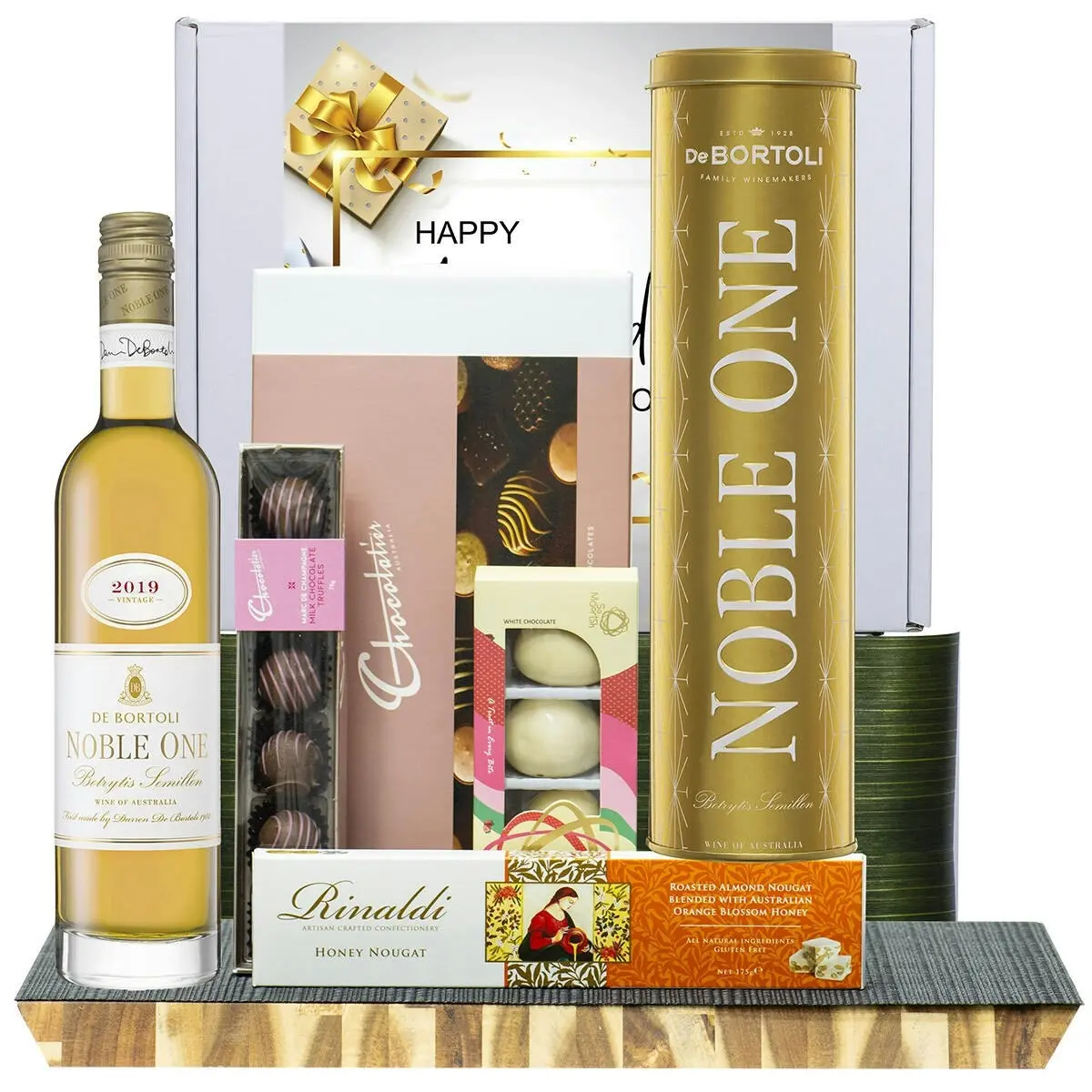 29835C Happy Birthday Gourmet Hamper with De Bortoli Nobel One Botrytis Semillon