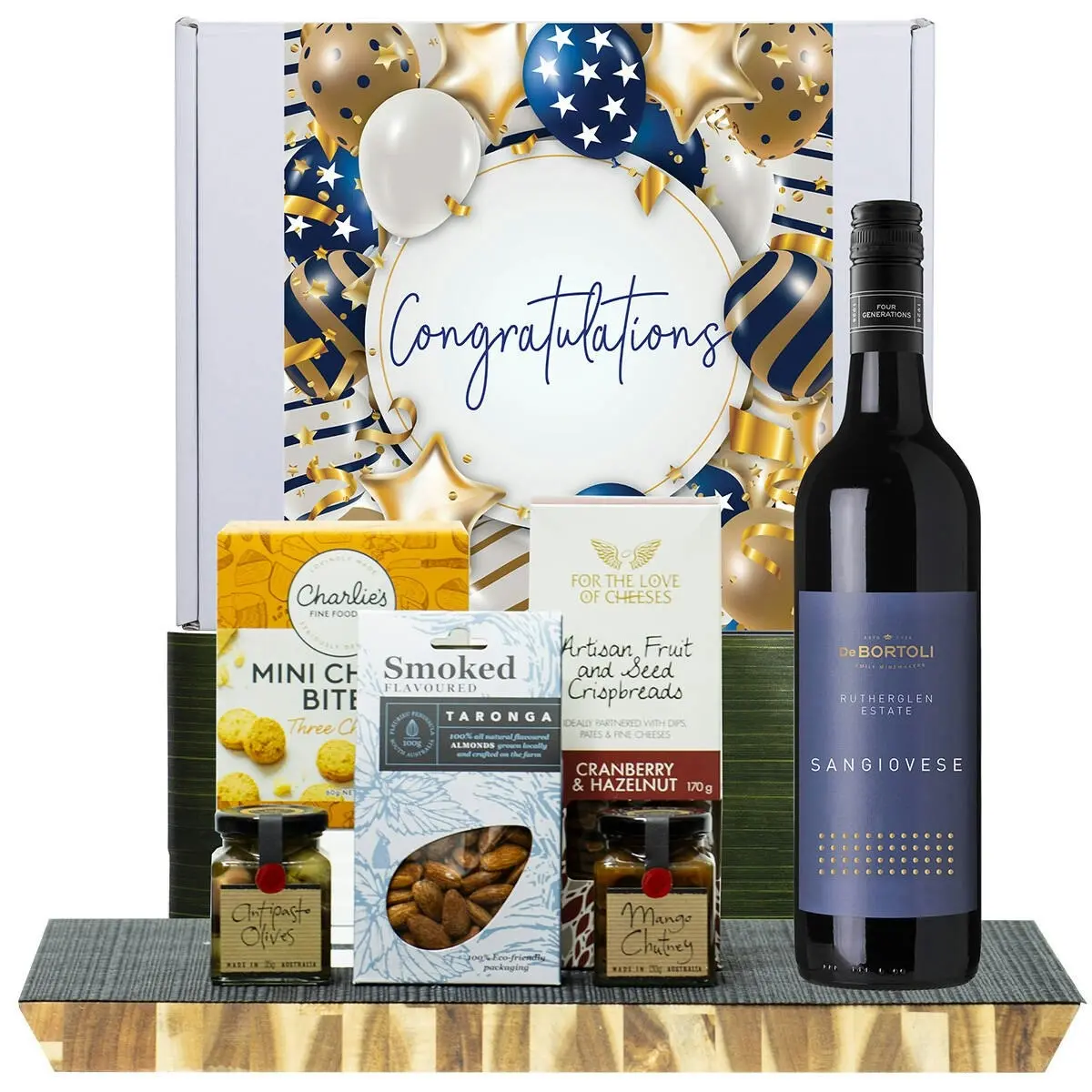 29930F Congratulations Premium Gourmet Hamper with De Bortoli Rutherglen Sangiovese