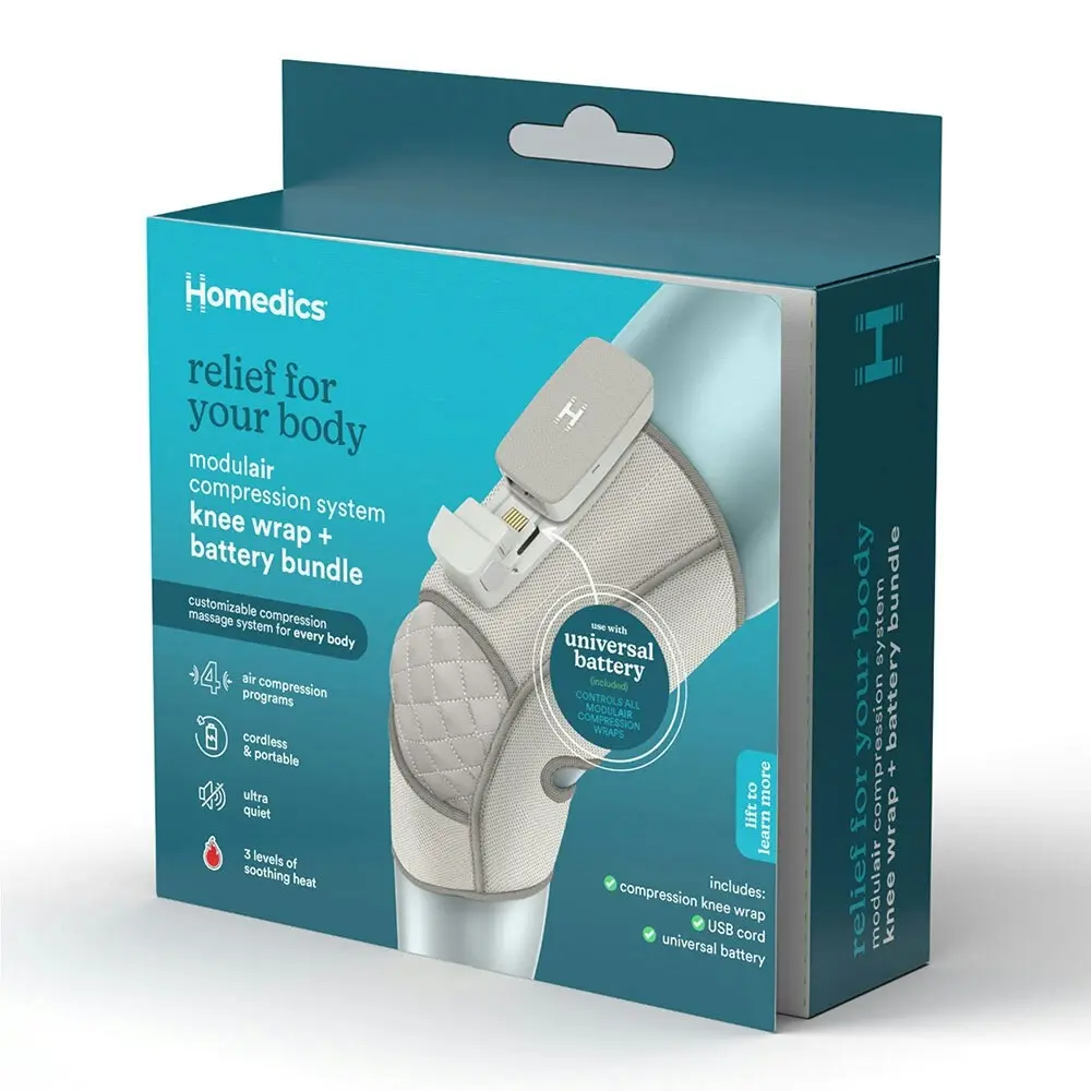 Homedics Modulair Knee Compression Wrap Soothing Sleeve and Controller