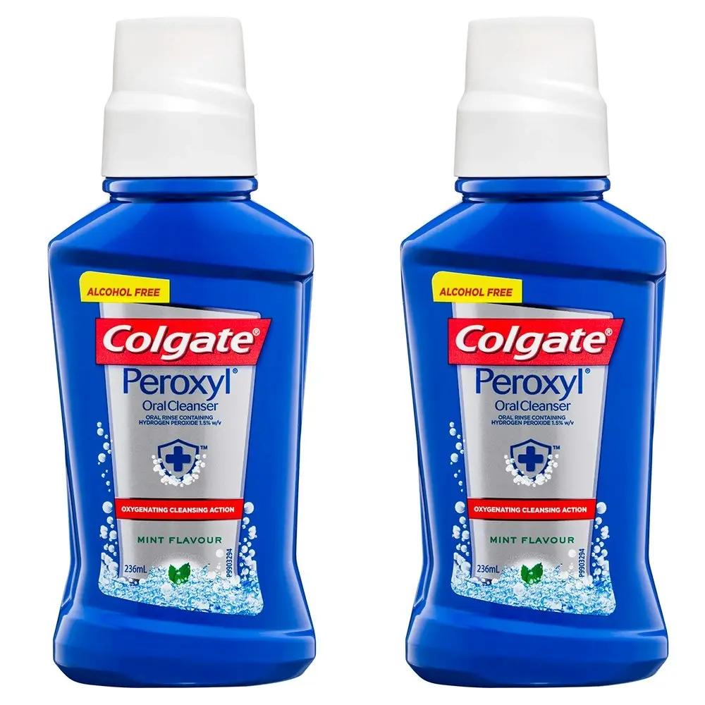 2x Colgate 236ml Alcohol Free Peroxyl Rinse Mouthwash/Mouth Wash Oral Care