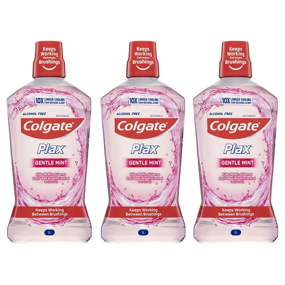 3x 500ml Colgate Plax Mouthwash Gentle Care Mint Dental/Teeth Hygiene/Cleaning