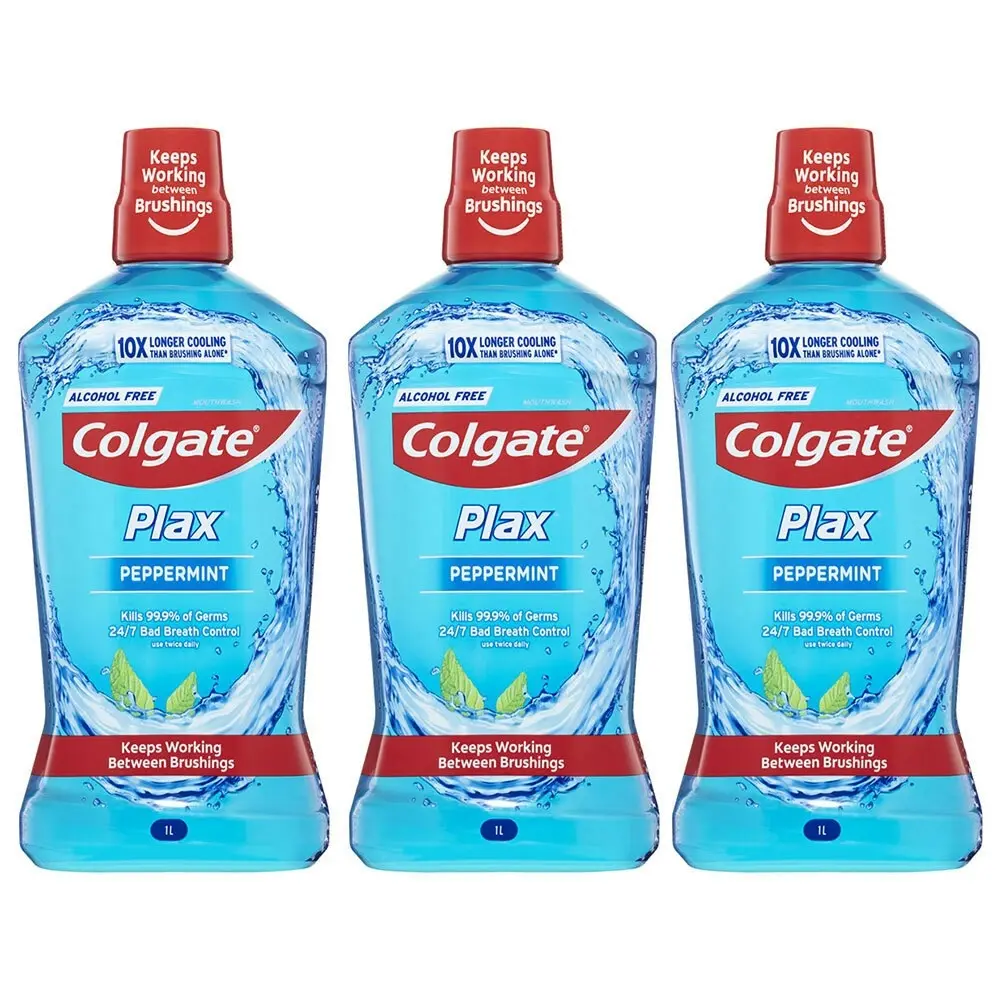 3x 500ml Colgate Plax Mouthwash Peppermint Dental/Teeth Hygiene/Cleaning/Care