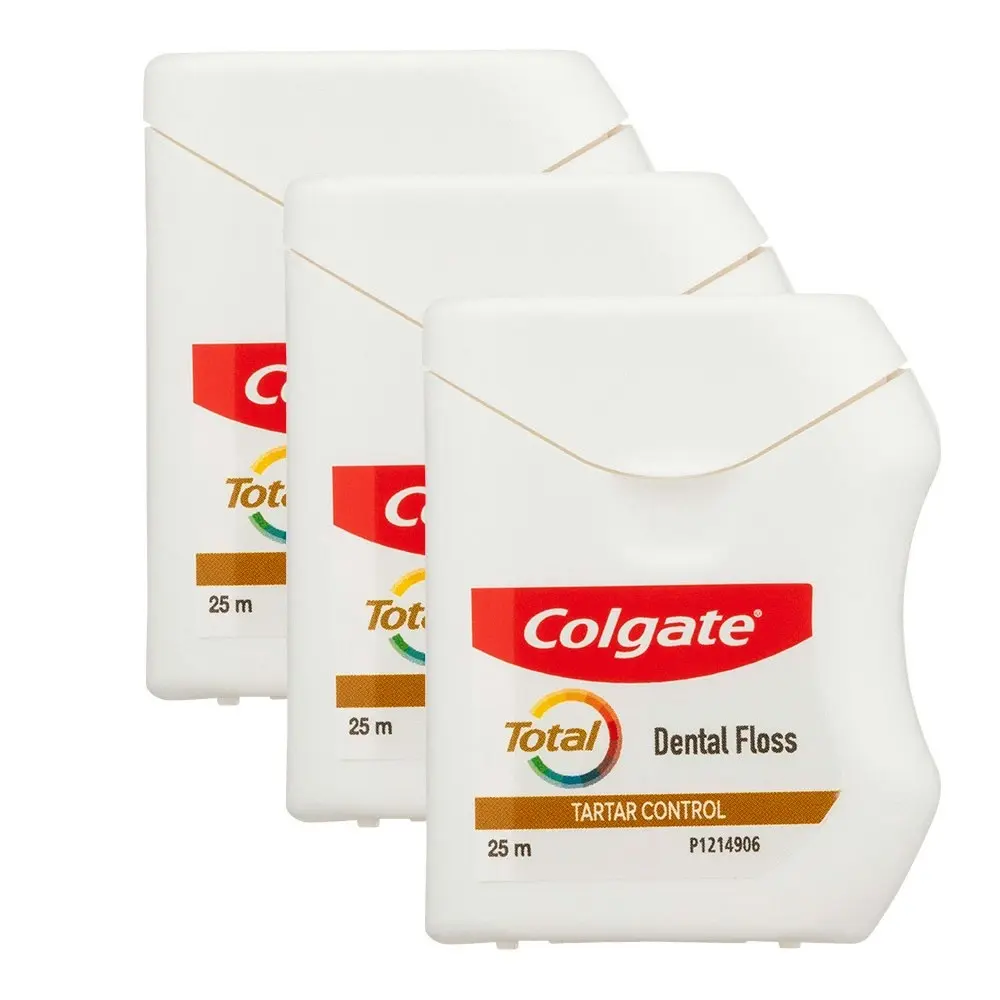 3x 25m Colgate Total Tartar Control Dental Floss/Flossers Teeth/Oral Care Mint