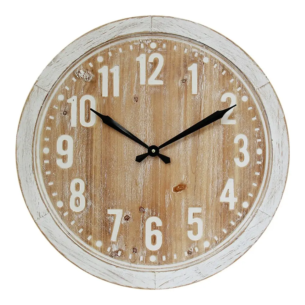 Hamptons MDF 60cm Wall Clock Round Analogue Hanging Home/Office Room Decor White