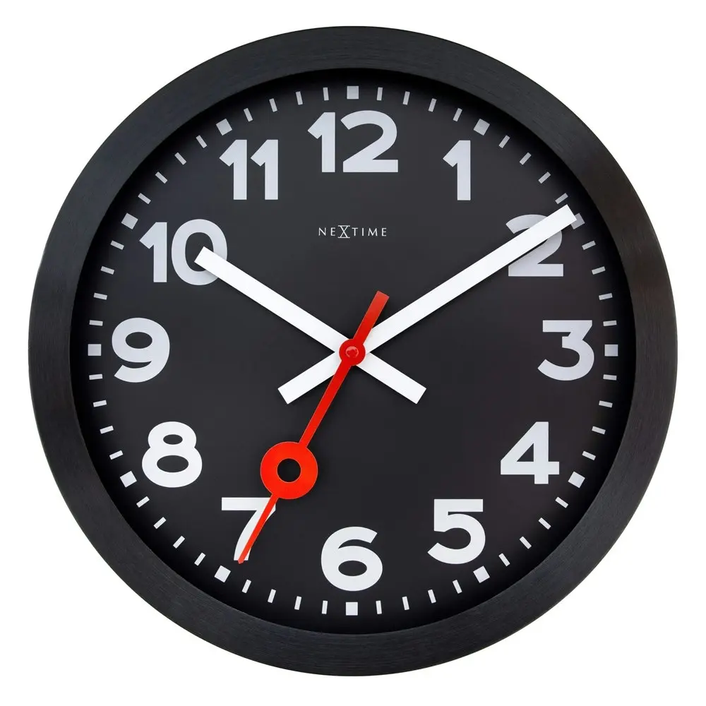 NeXtime 35cm Station All Wall Clock Analogue Hanging Home Decor Round Black