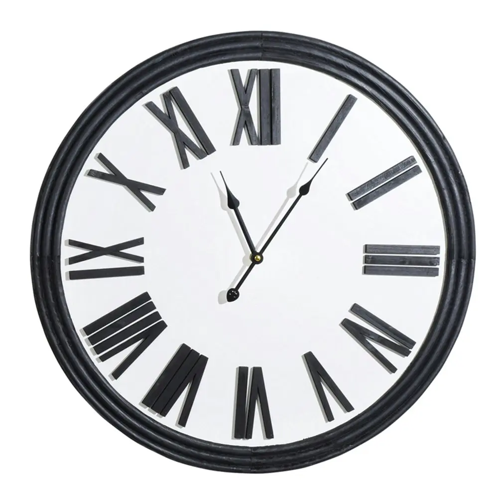 Maine & Crawford Lucas Roman Numeral 60cm Analogue MDF Wall Clock Hanging Black