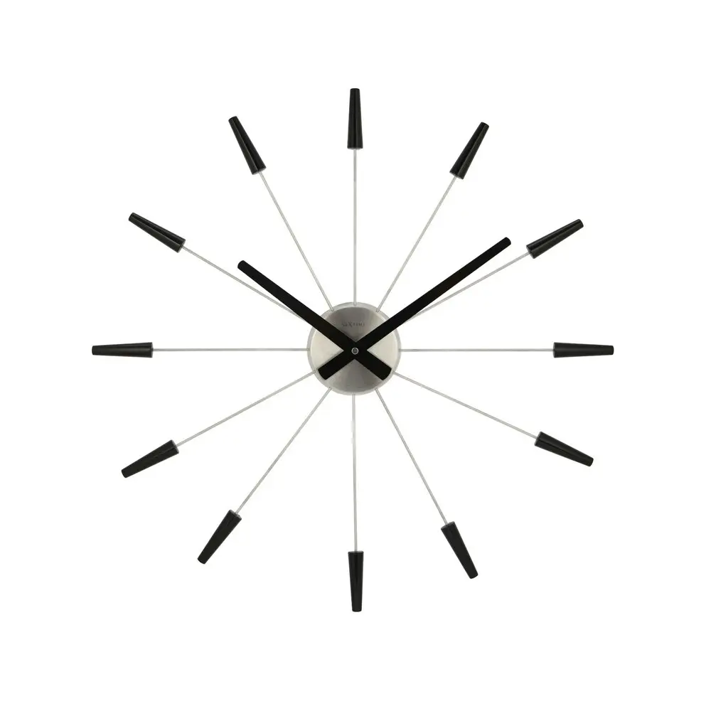 NeXtime Stainless Steel 58cm Plug-Inn Wall Clock Home/Room Decor Display Black