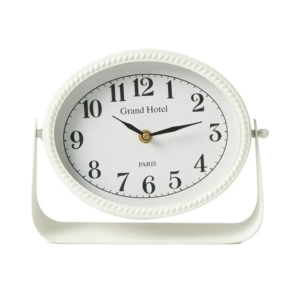 Pilbeam Living Metal Grand Hotel Mantel Clock Analog Home/Office Decor White