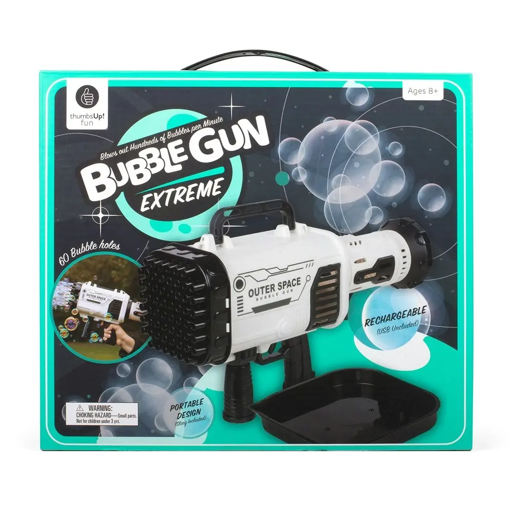 Thumbs Up Rechargeable Extreme Bubble Launcher Gun w/USB White/Black 3y+