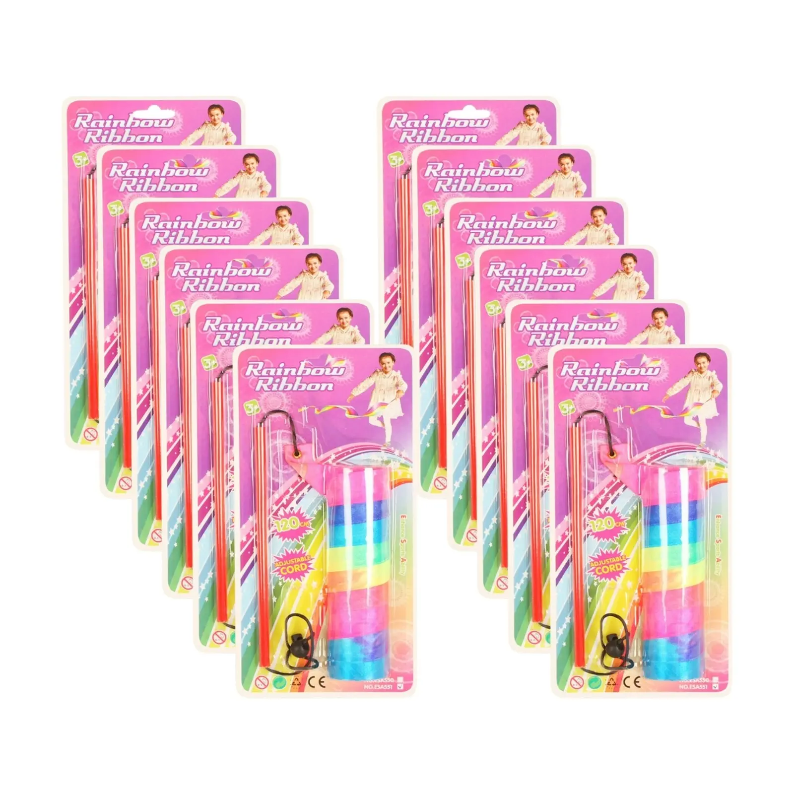 12x Razoo Magic Rainbow Twirling Ribbon Kids/Children Fun Play Toy Set 120cm 3+