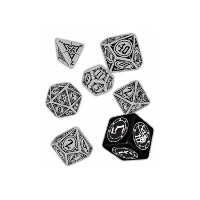 7pc Mantic Games Hellboy The Roleplaying Game Dice Accessory Set Black/White