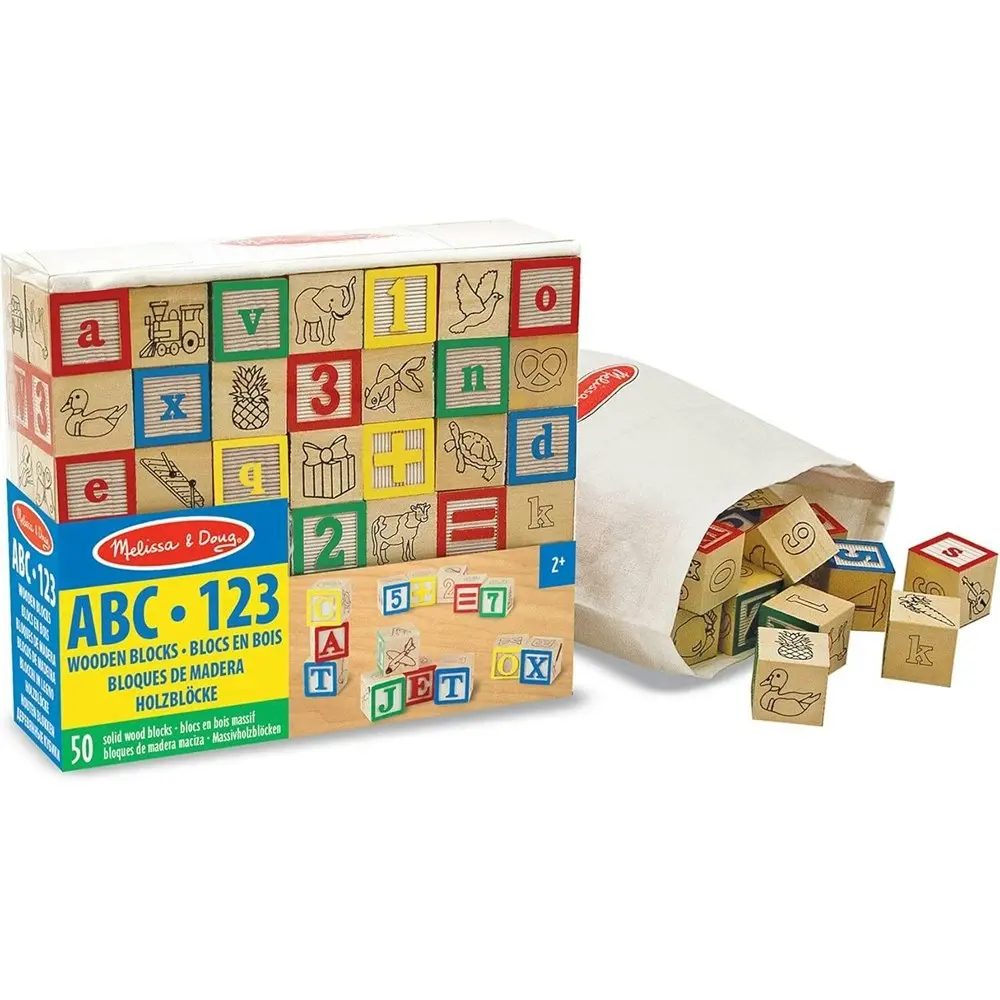 Melissa & Doug Wooden ABC123 Blocks Kids/Childrens Interactive Play Toy 2+