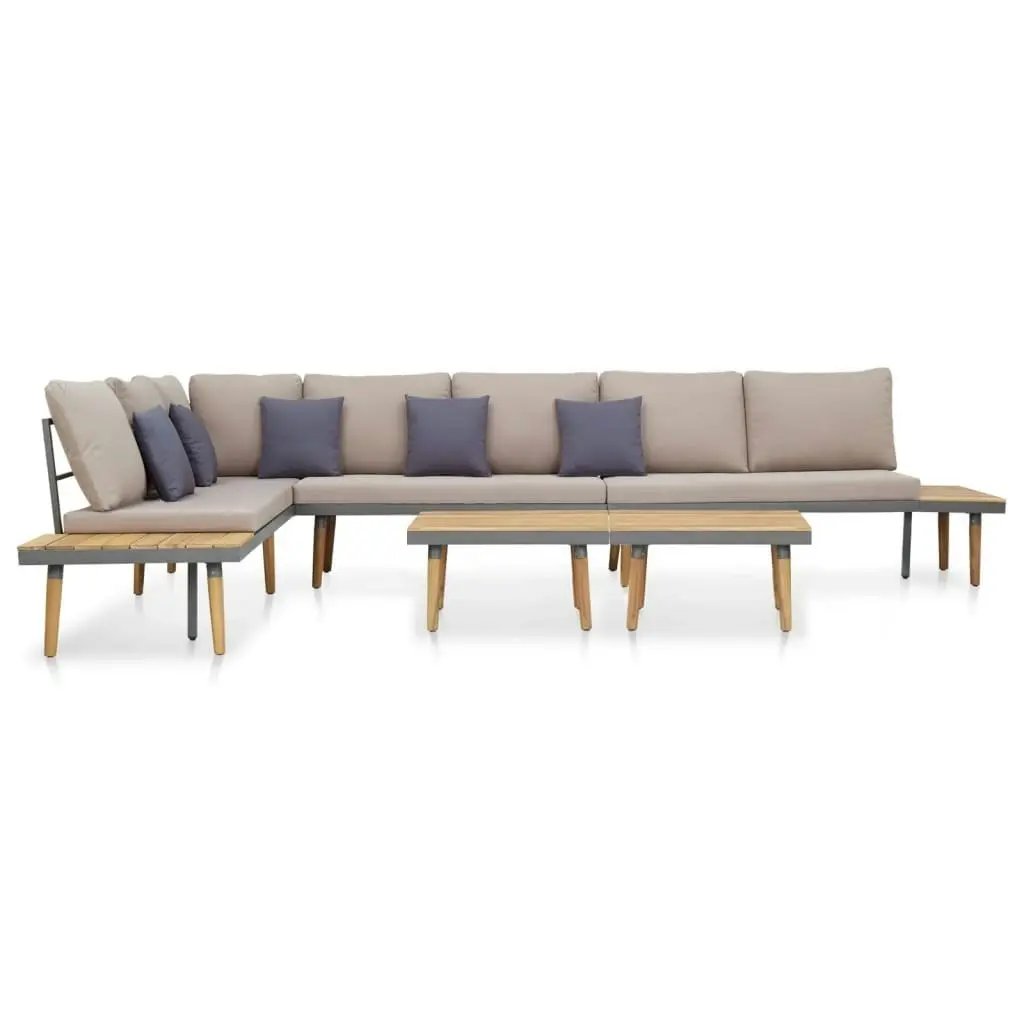 7-Seater Garden Lounge Set with Cushions Solid Acacia Wood Brown 46482