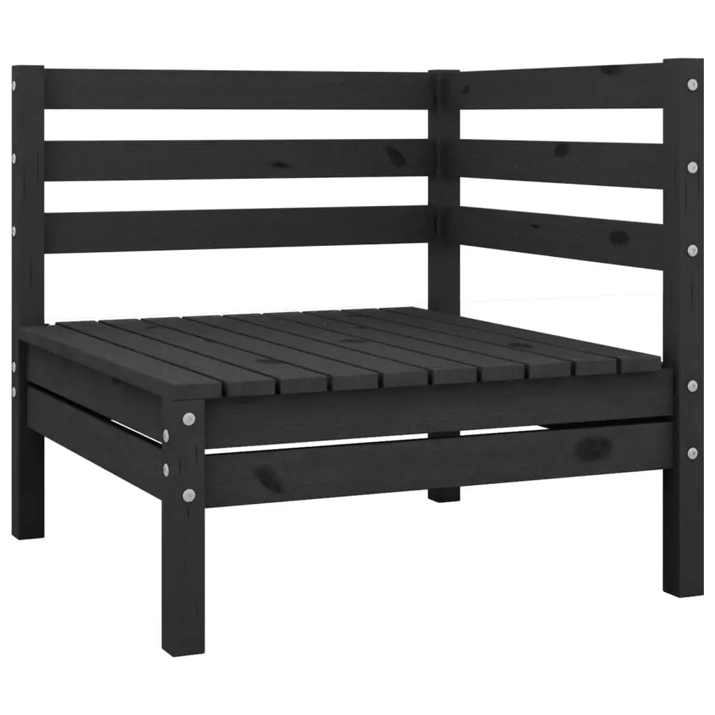 Garden Corner Sofa Black Solid Pinewood 806571