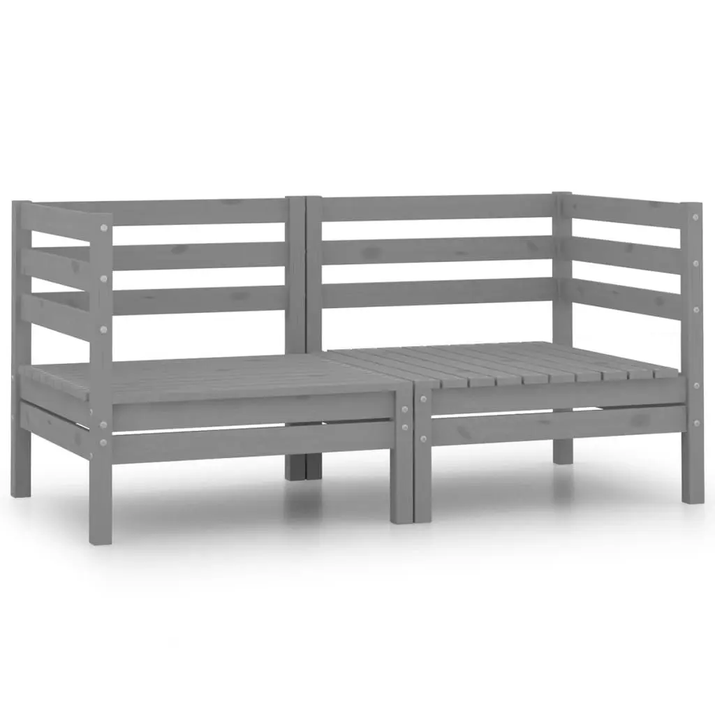 Garden Corner Sofas 2 pcs Grey Solid Pinewood 806584