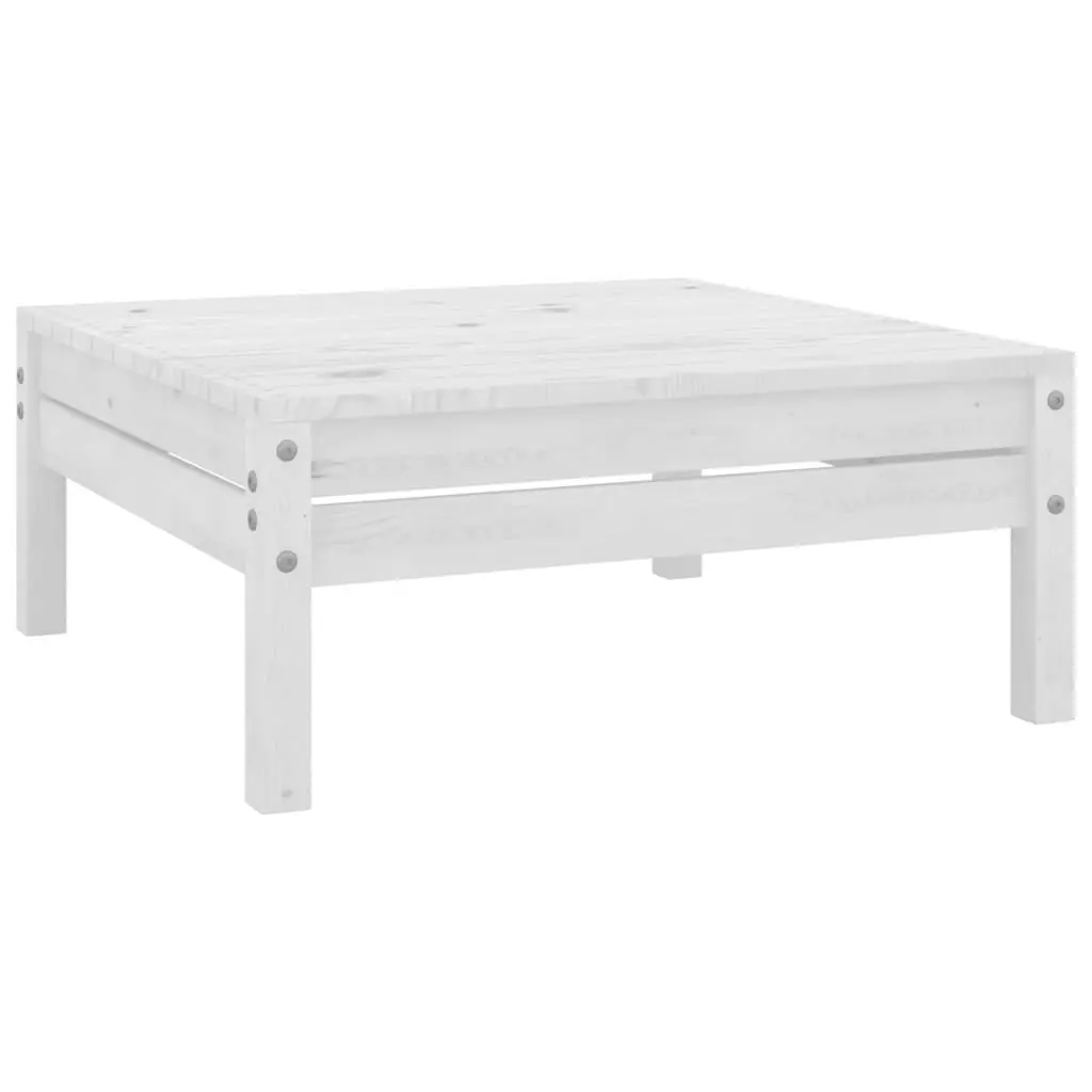 Garden Footstool White Solid Pinewood 806578